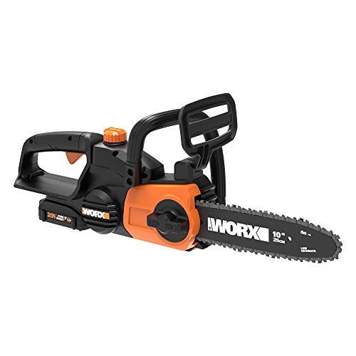 Worx 20 V 10' Cordless Chainsaw, Auto-lubrication, Tool-less Chain Tension, PowerShare, WG322- Battery & Charger Included