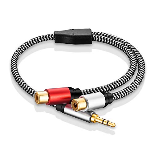 MORELECS RCA Female to 3.5mm Male 3.5mm Male to 2 RCA Female Jack Stereo Audio Cable Y Adapter Cable Compatible with MP3,Tablets,HiFi Stereo System, Speaker 12 Inch