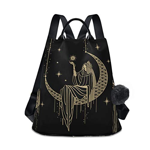 ALAZA Sacral Night Woman Witch on Moon Star Trips Hiking Camping Rucksack Pack for Women