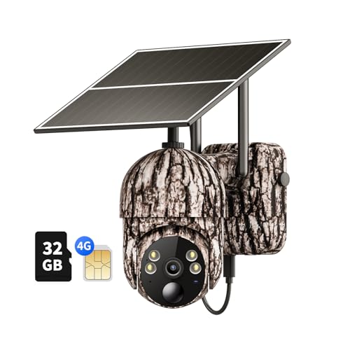 Ebitcam 4G LTE Cellular Trail Cameras Gen 3.0 with SD&SIM Card, 360° Full View, 2K Live Streaming, Solar Powered, Remote Phone Access, Night Vision, Motion Activated Game/Deer Camera, IP65 Waterproof