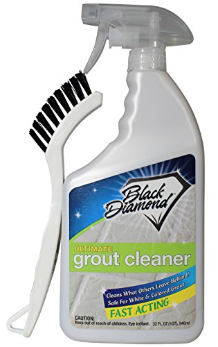 Black Diamond Ultimate Grout Cleaner: Best Cleaner for Tile,Ceramic,Porcelain, Marble Acid-Free Safe Deep Cleaner & Stain Remover for Even The Dirtiest Grout. (1-Quart/1-Brush)