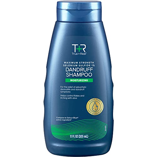 True+Real Moisturizing Dandruff Shampoo with Aloe and Selenium Sulfide 1%, 11fl oz