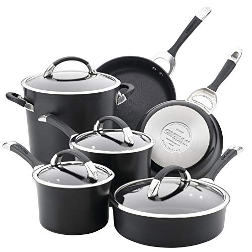 Circulon - 87526 Circulon Symmetry Hard Anodized Aluminum Nonstick Cookware Set, 10-Piece Set, Black