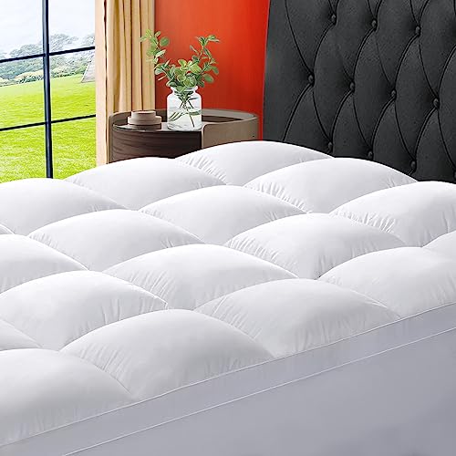 SOPAT Mattress Topper Queen Size Extra Thick Mattress Pad 8-21' Deep Pocket Soft Down Alternative Fill Mattress Protector Pillow Top Mattress Cover (60x80 Inches, White)