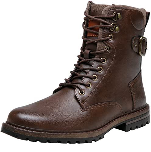 Jousen Boots for Men Casual Dress Retro Lace Up Motorcycle Boots Brown(AMY8147A brown 10.5)