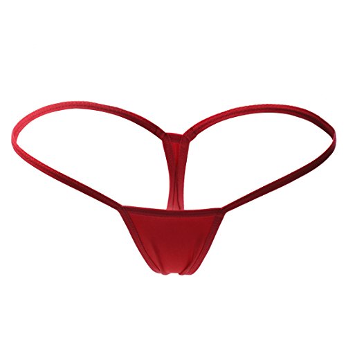 ETAOLINE Women's Low Rise Micro Back G-String Thong Panty Lingerie Set Red