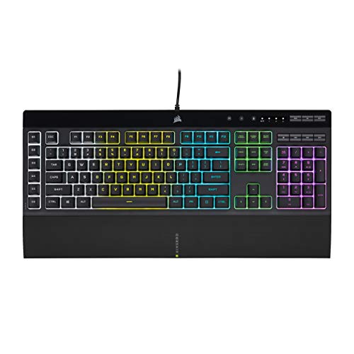 CORSAIR K55 RGB PRO-Dynamic RGB Backlighting - Six Macro Keys with Elgato Stream Deck Software Integration-IP42 Dust and Spill Resistant-Detachable Palm Rest-Dedicated Media and Volume Keys, Black