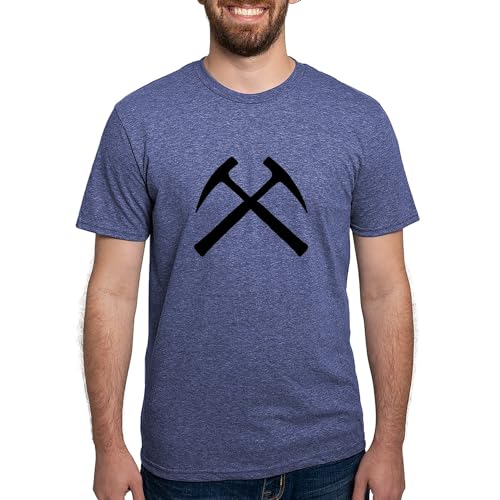 CafePress Crossed Rock Hammers T Shirt Men's Deluxe Tri-Blend Tee Heather Blue