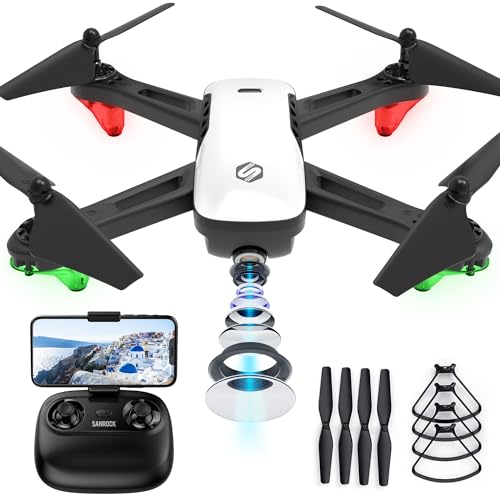 Drone with Camera for Adults, SANROCK 1080P HD FPV WiFi Drones for Kids Beginners, RC Quadcopter Helicopter, Voice Start, Waypoint Fly, Gesture Selfie, Return to Home, Toys Gifts for Boys Girls