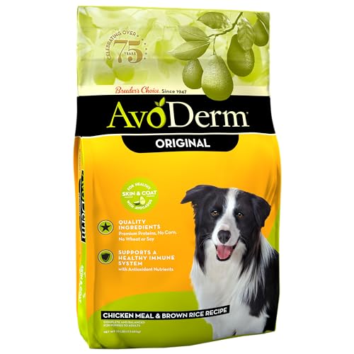 AvoDerm Natural Dry Dog Food, For Skin & Coat, Chicken & Rice Formula, 30 pounds