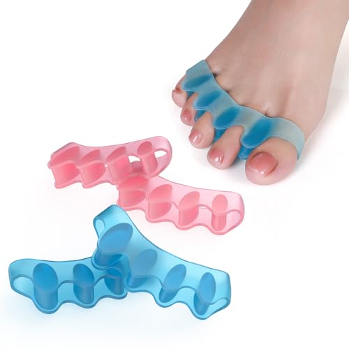 4 Pcs Toe Separator,Bunion Corrector for Women Men Toe Spacers to Correct Bunions Toe Straightener Toe Stretcher Big Toe Correctors Gel Toe Separators (Blue+Pink)