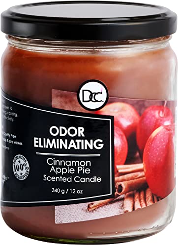 Cinnamon Apple Pie Odor Eliminating Highly Fragranced Candle - Eliminates 95% of Pet, Smoke, Food, and Other Smells Quickly - Up to 80 Hour Burn time - 12 Ounce Premium Soy Blend