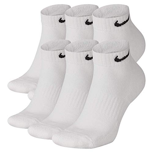 Nike Everyday Cushion Low Training Socks, Unisex Nike Socks, White/Black (6 Pair), M