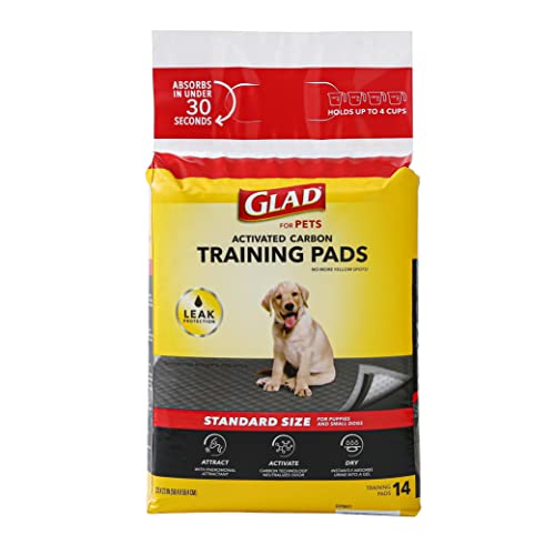 Glad for Pets Black Charcoal Puppy Pads | Puppy Potty Training Pads That ABSORB & NEUTRALIZE Urine Instantly | New & Improved Quality Puppy Pee Pads, 14 count