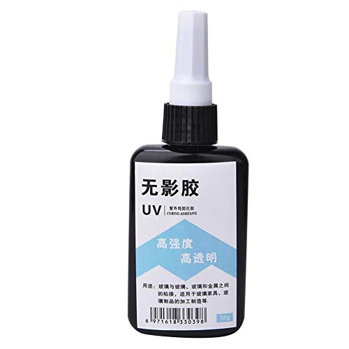 Clear UV Glue High Strength Adhesive Ultraviolet Cure for Glass Coffee Table Crystal Acrylic(50g)