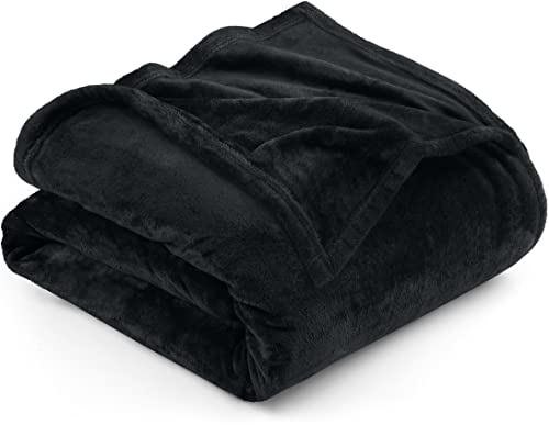 Utopia Bedding Fleece Blanket Queen Size Black 300GSM Luxury Bed Blanket Anti-Static Fuzzy Soft Blanket Microfiber (90x90 Inches)