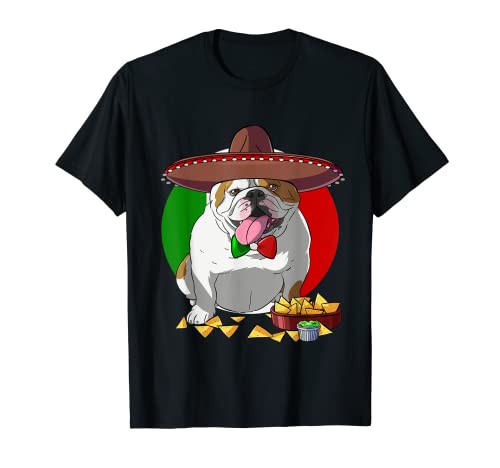 Funny English Bulldog Cinco De Mayo Mexican Sombrero T-Shirt