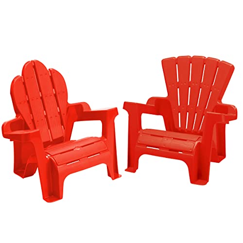 American Plastic Toys Kids’ Adirondack (2-Pack, Red), Stackable, Outdoor, Beach, Lawn, Indoor, Lightweight, Portable, Wide Armrests, Comfortable Lounge Chairs for Children