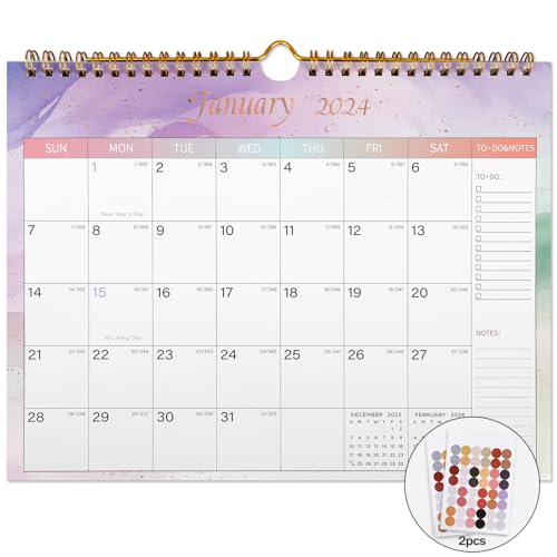 Lbylyhxc 2024 Calendar - Includes January 2024 to December 2024-18 Monthly Wall Calendar 2023-2024, 11 x 8.5 Inches.Thick Paper with Julian Dates and Block for New Year and Christmas Gifts (Colorful)