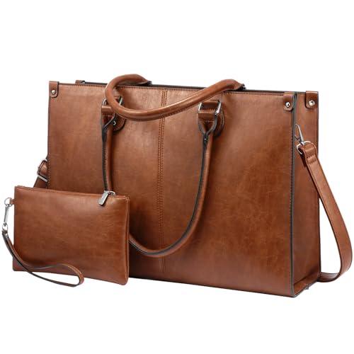 LOVEVOOK Laptop Bag for Women, 15.6 inch Laptop Tote Bag Vintage Work Bags for Women Computer Bag Office Briefcase Handbag