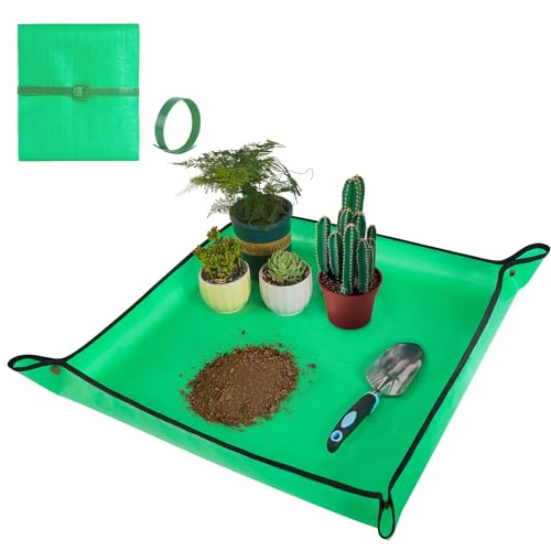 HNXTYAOB Repotting Mat for Indoor Plant Transplanting and Mess Control 27'x 27' Thickened Waterproof Potting Tray Foldable Succulent Potting Mat Portable Gardening Mat Garden Gifts for Women & Men