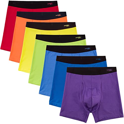 INNERSY Men's Boxer Briefs Cotton Stretchy Underwear 7 Pack for a Week(Medium,Bright Rainbow)
