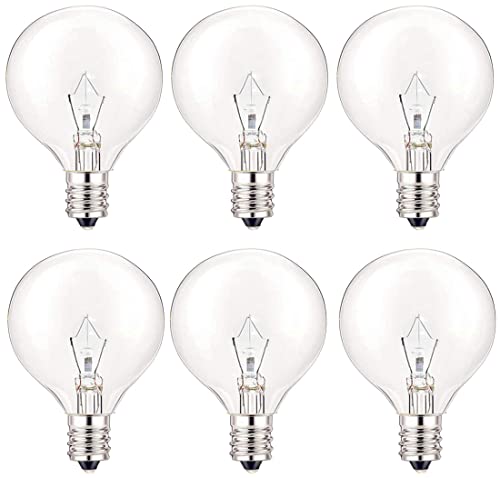 SerBion 25 Watt Wax Warmer Bulbs, Light Bulbs for Full Size Scentsy Warmer, 6 Packs E12 Base Type G Bulb, Dimmable, Warm White, 120V G16 1/2 Bulbs for Candle Lamp