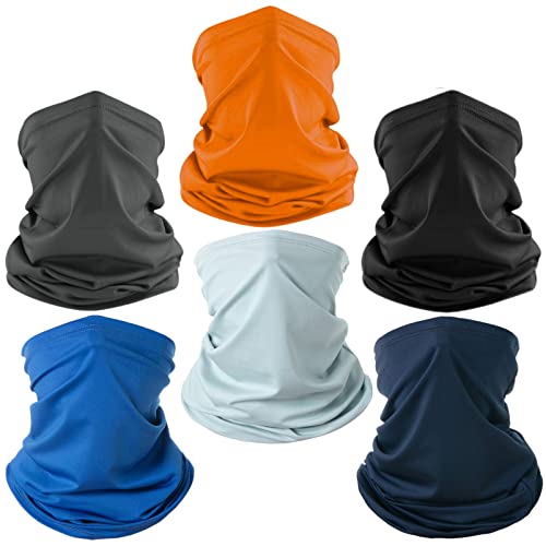 6 Pack Neck Gaiter Balaclava Bandana Gator Face Mask Scart Cover Breathable Sun Protection Headwear for Men Women (6 Pack MIX Color)