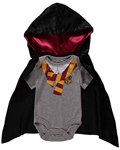Harry Potter Baby Boys Gryffindor Bodysuit with Detachable Cape - Baby Costume Baby Gifts (0-3M)