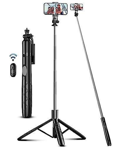 71' Phone Tripod & Selfie Stick, All in One Extendable Cell Phone Tripod with Wireless Remote, Tripod Stand for iPhone & Travel Tripod 360° Rotation Compatible with iPhone Android Phone, Camera