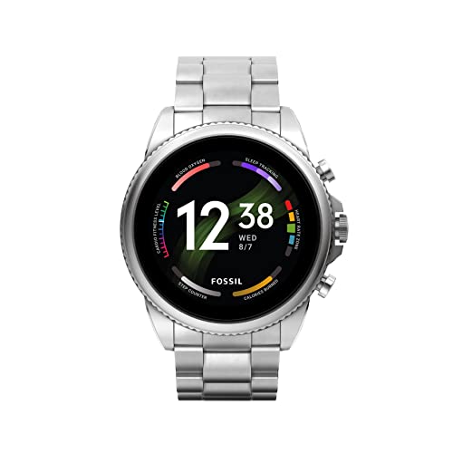 Fossil Men's Gen 6 44mm Stainless Steel Touchscreen Smart Watch, Color: Silver (Model: FTW4060V)