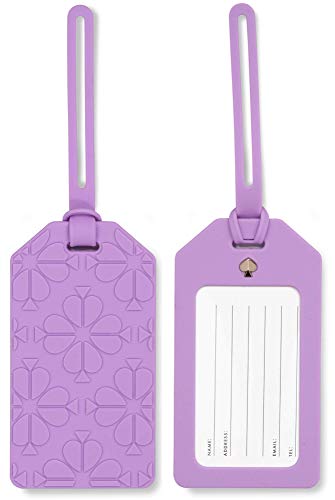 Kate Spade New York Purple Silicone Luggage Tag with Strap, Spade Flower (Purple)