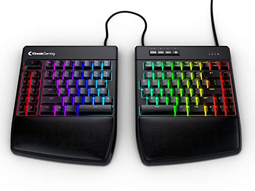 KINESIS Gaming Freestyle Edge RGB Split Mechanical Keyboard | Cherry MX Linear Red Switches | RGB | Ergonomic | Detachable Palm Support | Fully Programmable | TKL | Available Tenting
