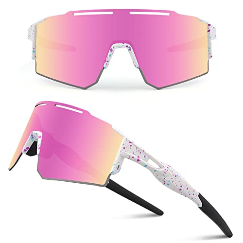 Ukoly Cycling Sunglasses with Interchangeable Nose Pad Men Women, Sports Sunglasses, Fishing Baseball Sunglasses