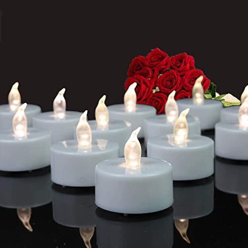 Tappovaly Battery Operated LED Tea Lights:24 Pack Flameless Votive Candles Lamp Realistic and Bright Flickering Long Lasting 150Hours for Wedding Holiday Party Home Decoration (Warm White)