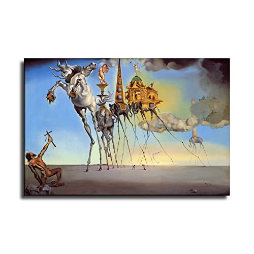 OUJJG The Temptation of St. Anthony by Salvador Dali Canvas Art Poster and Wall Art Picture Print Modern Family Bedroom Decor Posters 16x24inch(40x60cm)