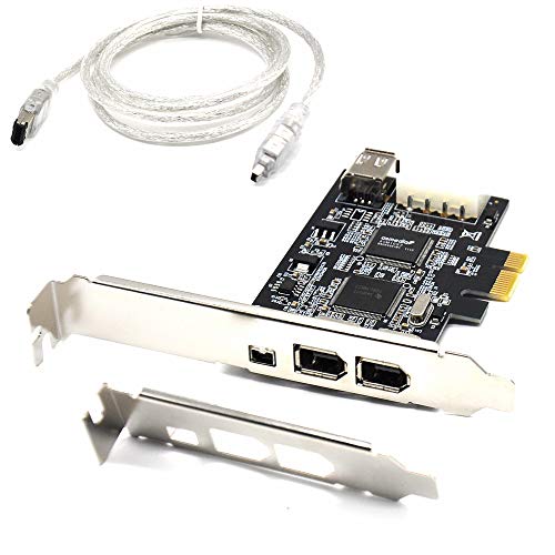 Padarsey PCIe Firewire Card for Windows 10, IEEE 1394 PCI Express Controller 4 Ports(3 x 6 Pin and 1 x 4 Pin), 1394a Firewire 800 Adapter for Windows 7/8/Mac OS with Low Profile Bracket and Cable