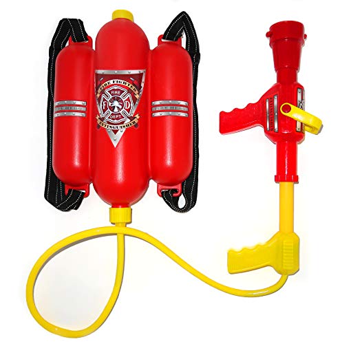 Firefighter Backpack Water Gun Blaster for Kids- Tank with Hose Shooter, Super Water Squirt Suitable for Outdoor Play Boys & Girls, Fireman Pretend Play by 4E’s Novelty