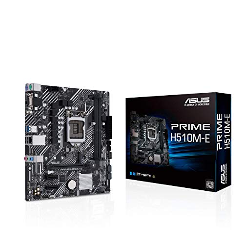 ASUS PRIME H510M-E LGA1200 (Intel 11th/10th Gen) Micro-ATX motherboard (PCIe 4.0,M.2 slot, 1Gb LAN, DP,HDMI, D-Sub, USB 3.2 Gen 1, COM header, TPM header, 4K@60Hz)