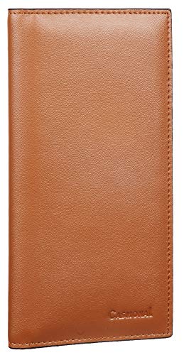 CASMONAL Premium Leather Checkbook Cover For Men & Women Checkbook Holder Wallet RFID Blocking(Brown Up)