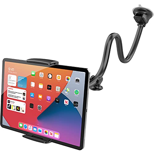 APPS2Car Tablet Car Mount Holder Long Arm Gooseneck Extension Strong Suction Cup Windshield Mount for 7-11 Inch Tablet iPad Pro Air Mini iPhone Z Fold