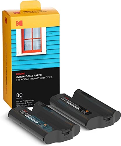 KODAK Dock Plus & Dock Photo Printer Cartridge PHC-80 – Cartridge Refill & Photo Paper- 80 Pack