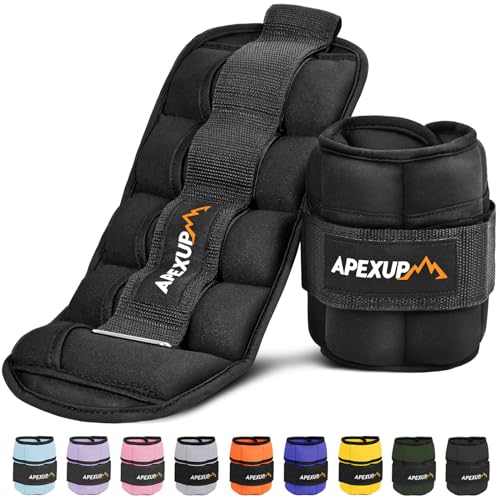 APEXUP 10lbs/Pair Adjustable Ankle Weights for Women and Men, Modularized Leg Weight Straps for Yoga, Walking, Running, Aerobics, Gym (Black)