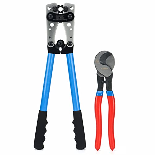 iCrimp Battery Cable Lug Crimping Tool for 8, 6, 4, 2, 1, 1/0 AWG Heavy Duty Wire Lugs, Battery Terminal, Copper Lugs with Wire Shear Cutter