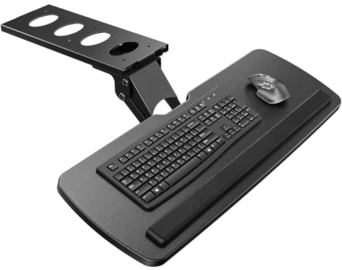 HUANUO Keyboard Tray Under Desk, 360 Adjustable Ergonomic Sliding Keyboard & Mouse Tray, 25'W x 9.84'D, Black