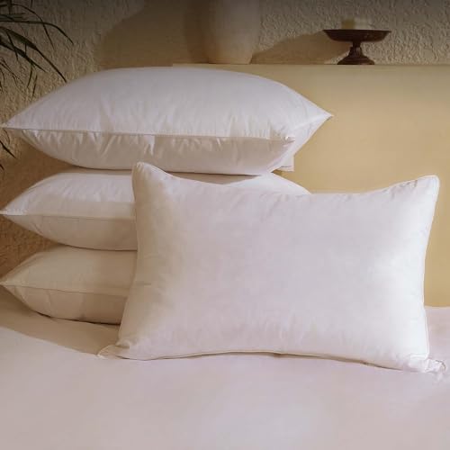 BHZ Goose Down Feather Pillows Queen Size Set of 4 Pack, Luxury Hotel Alternative Collection Bed Pillow for Sleeping Firm Soft Support for Side & Back Sleepers, White, 20x28 Inch
