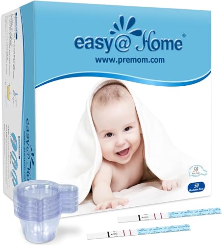 Easy@Home Ovulation Test Predictor Kit : Accurate Fertility Test for Women (Width of 5mm), Fertility Monitor Test Strips, 50 LH Strips with 50 Urine Cups