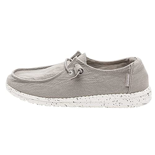Hey Dude Women's Wendy Grey Size 9 | Women’s Shoes | Women’s Lace Up Loafers | Comfortable & Light-Weight