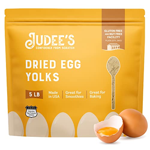 Judee's Dried Egg Yolk Powder - 5 lb XL Pouch - Baking Supplies - Delicious and 100% Gluten-Free - Perfect for Homemade Baked Goods, Sauces, Ice Cream Toppings, and More - Great Source of Protein