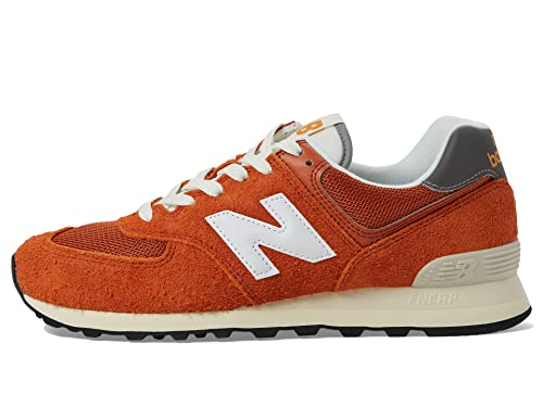 New Balance Men's 574 V2 Lace-up Sneaker, Orange Burst/White, 10